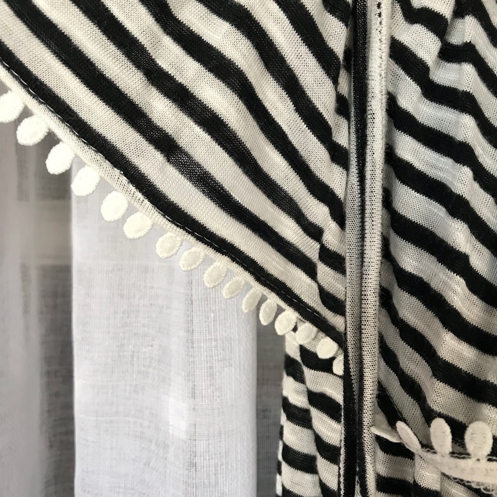 LOFT Striped Pom Pom Off the Shoulder Top NWT - Picture 5 of 8